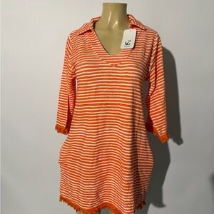 Orange Striped Asymmetrical Dress